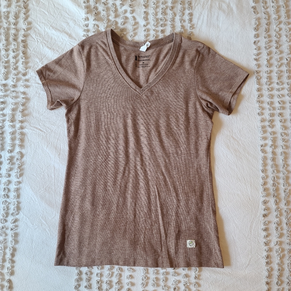 Earthspun Apparel Beer Bottle Brown V-neck Short Sleeve Shirt